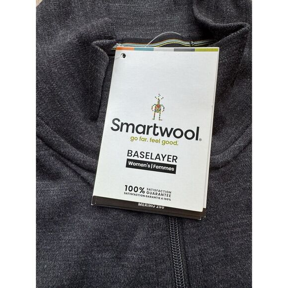 Smartwool Women’s Merino 250 1/4 Zip Baselayer Top Charcoal Heather Medium NWT - Picture 8 of 11